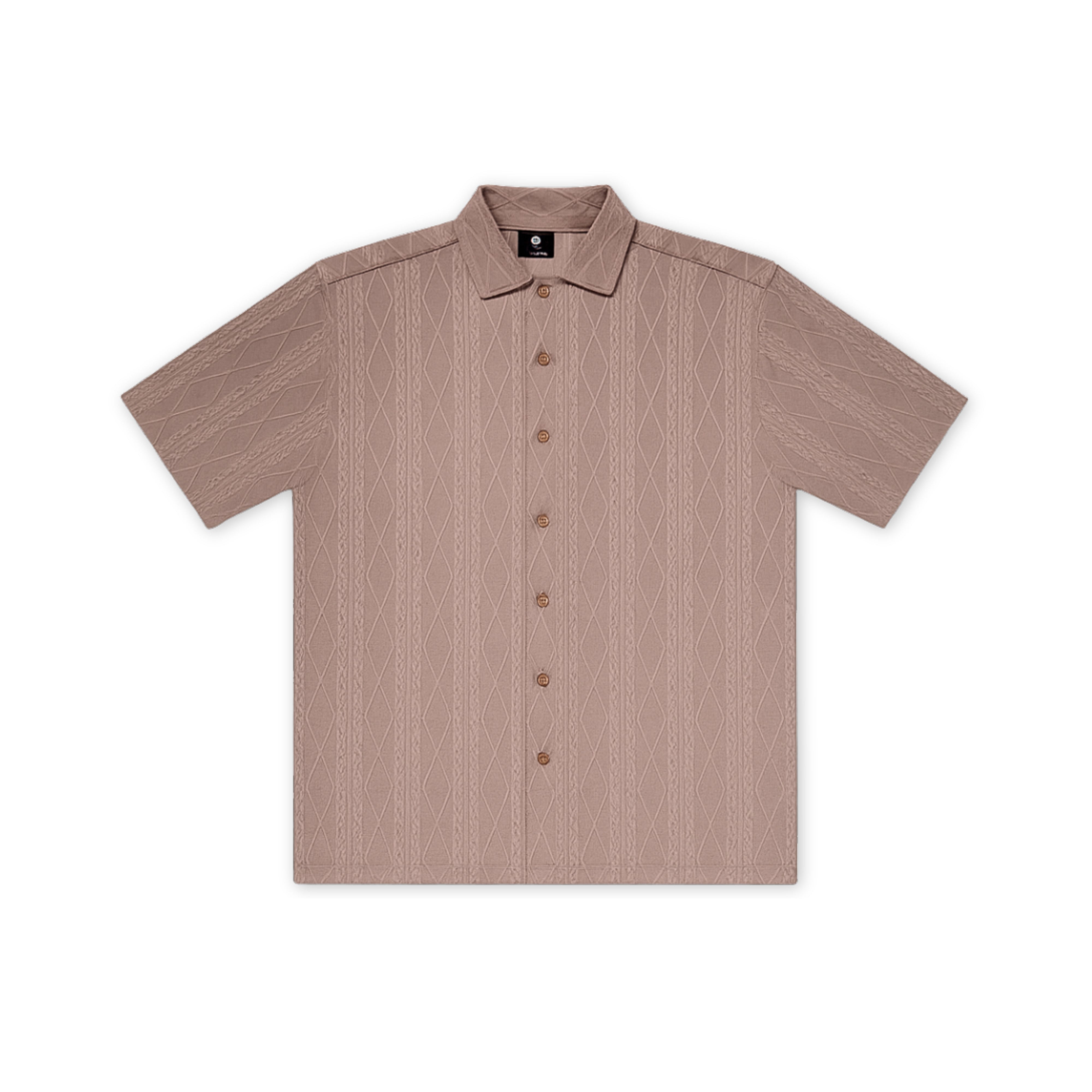 BROWN KNIT HALF SLEEVES SHIRT