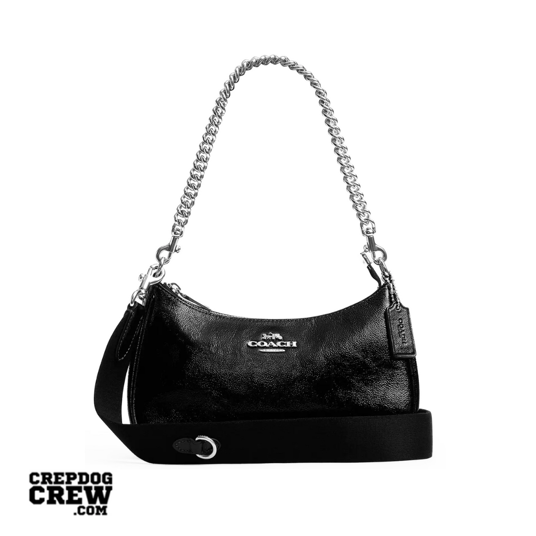 COACH Teri Shoulder Bag With Pouch crinkle leather Silver