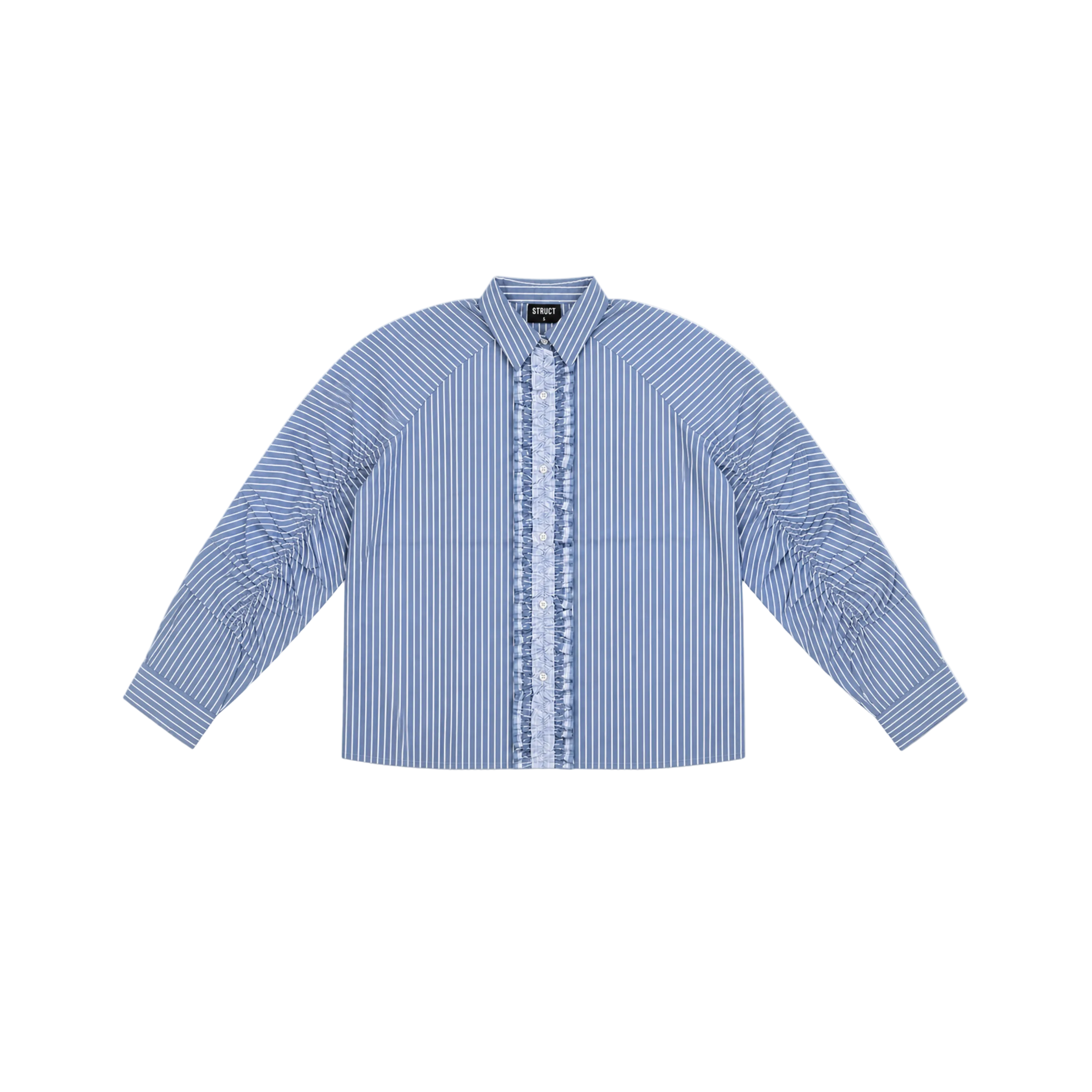 STRUCT RUFFLED PINSTRIPE SHIRT - COOL BLUE