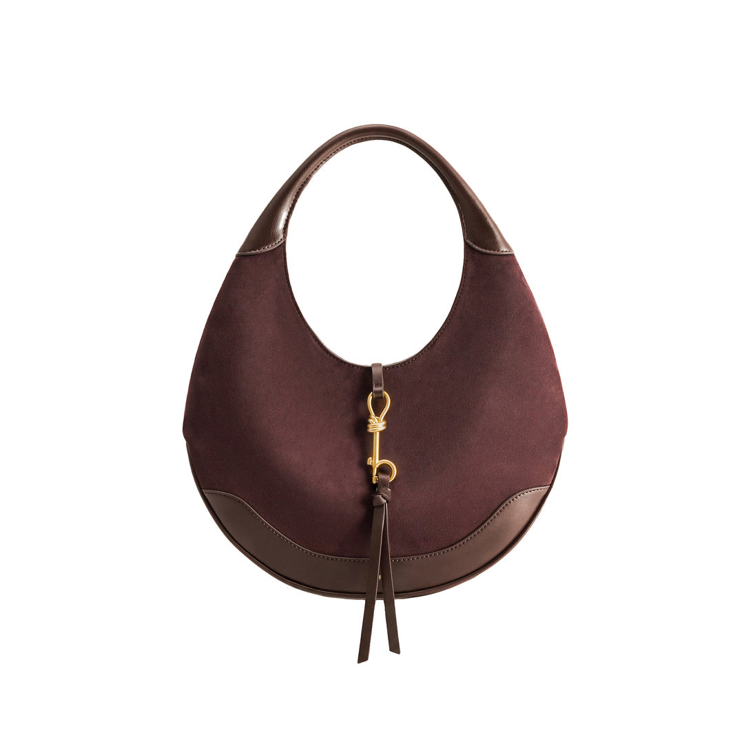 JW PEI Colette Faux Suede Crescent Hobo Bag - Dark Brown