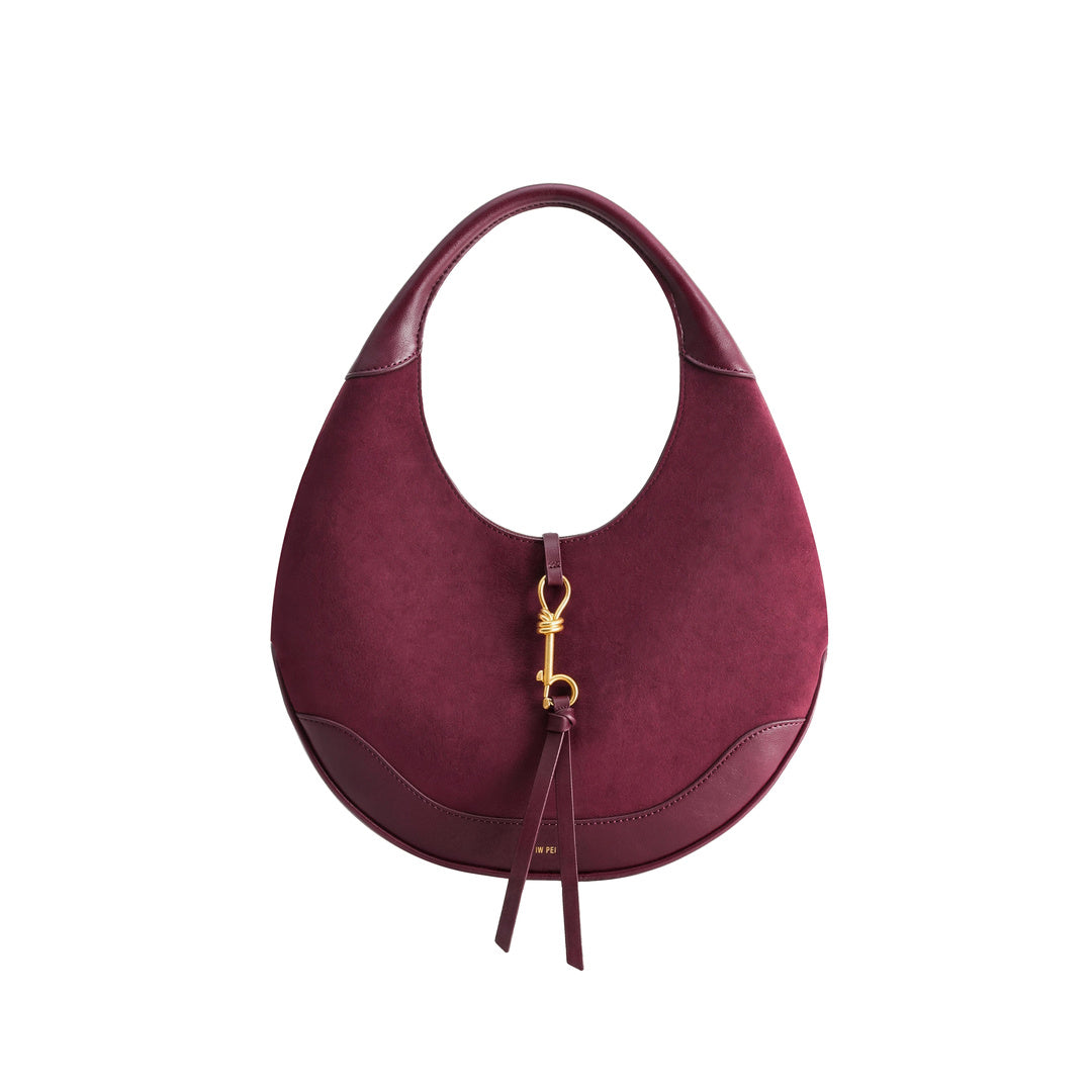 JW PEI Colette Faux Suede Crescent Hobo Bag - Deep Claret