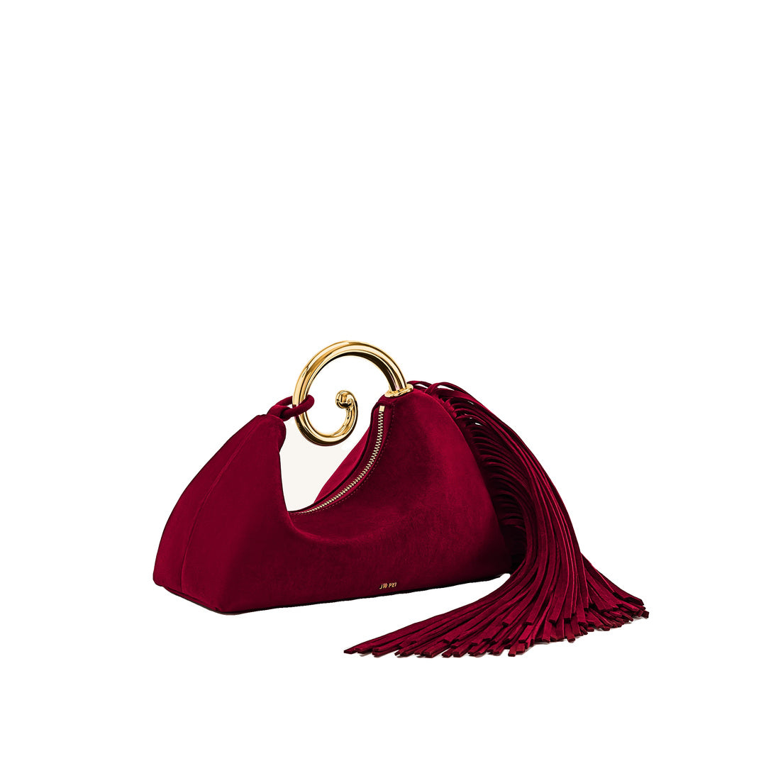 JW PEI Nell Fringe Hardware Top Handle Bag - Burgundy