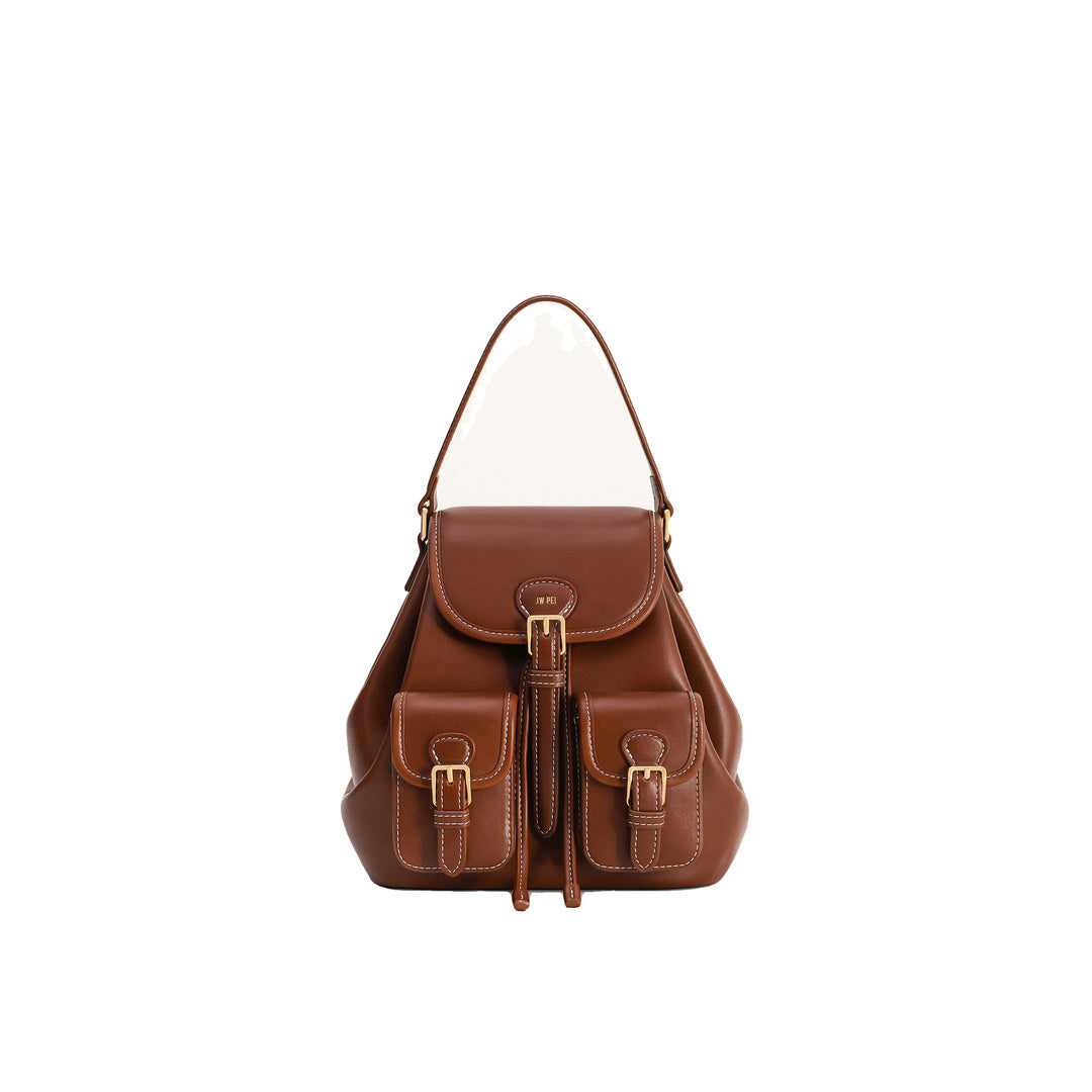 JW PEI Harper Buckle Pocket Backpack - Dark Brown