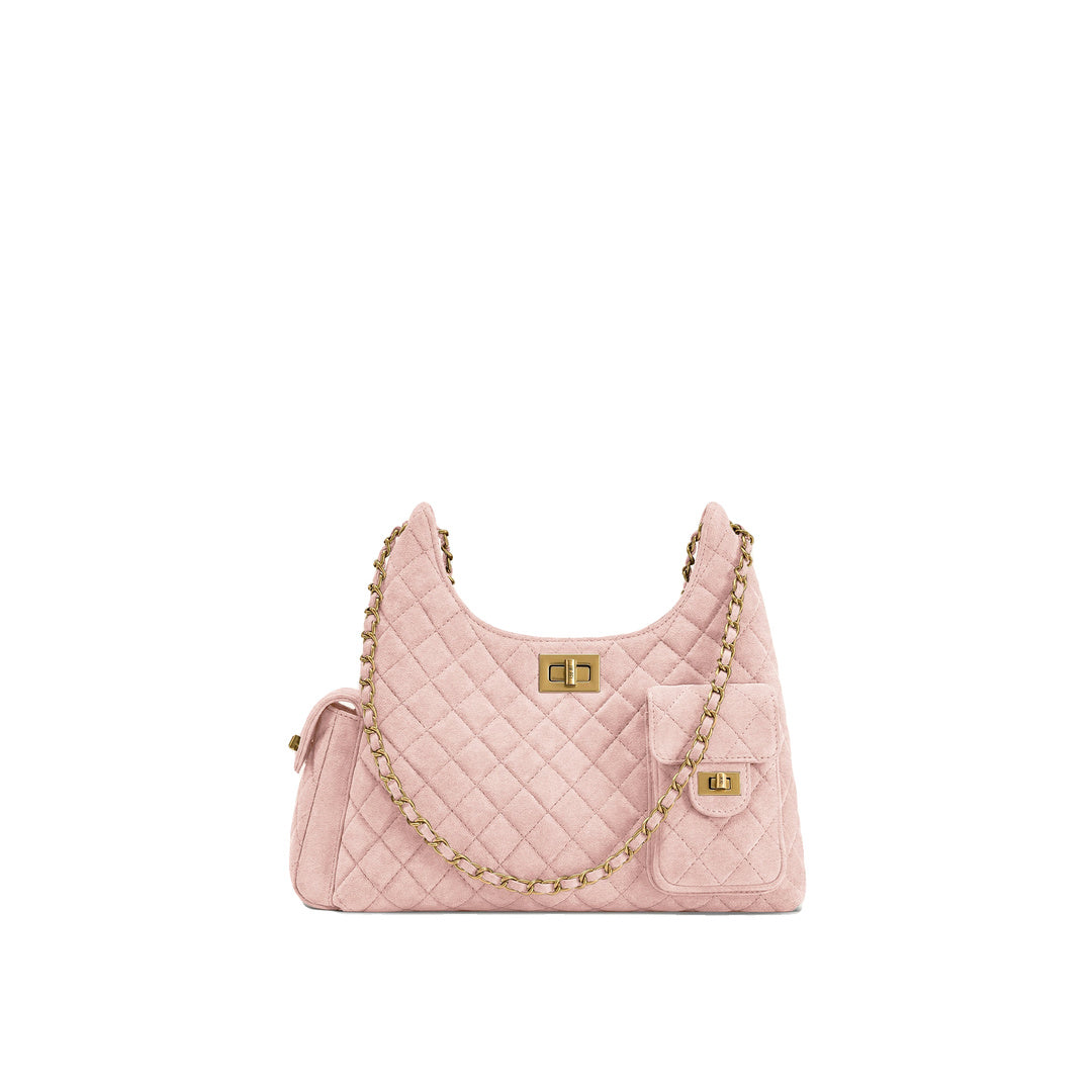 JW PEI Vivian Faux Suede Quilted Shoulder Bag - Pink