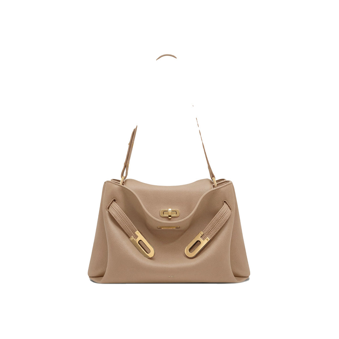 JW PEI Rhea Pebbled Double Buckle Shoulder Bag - Khaki