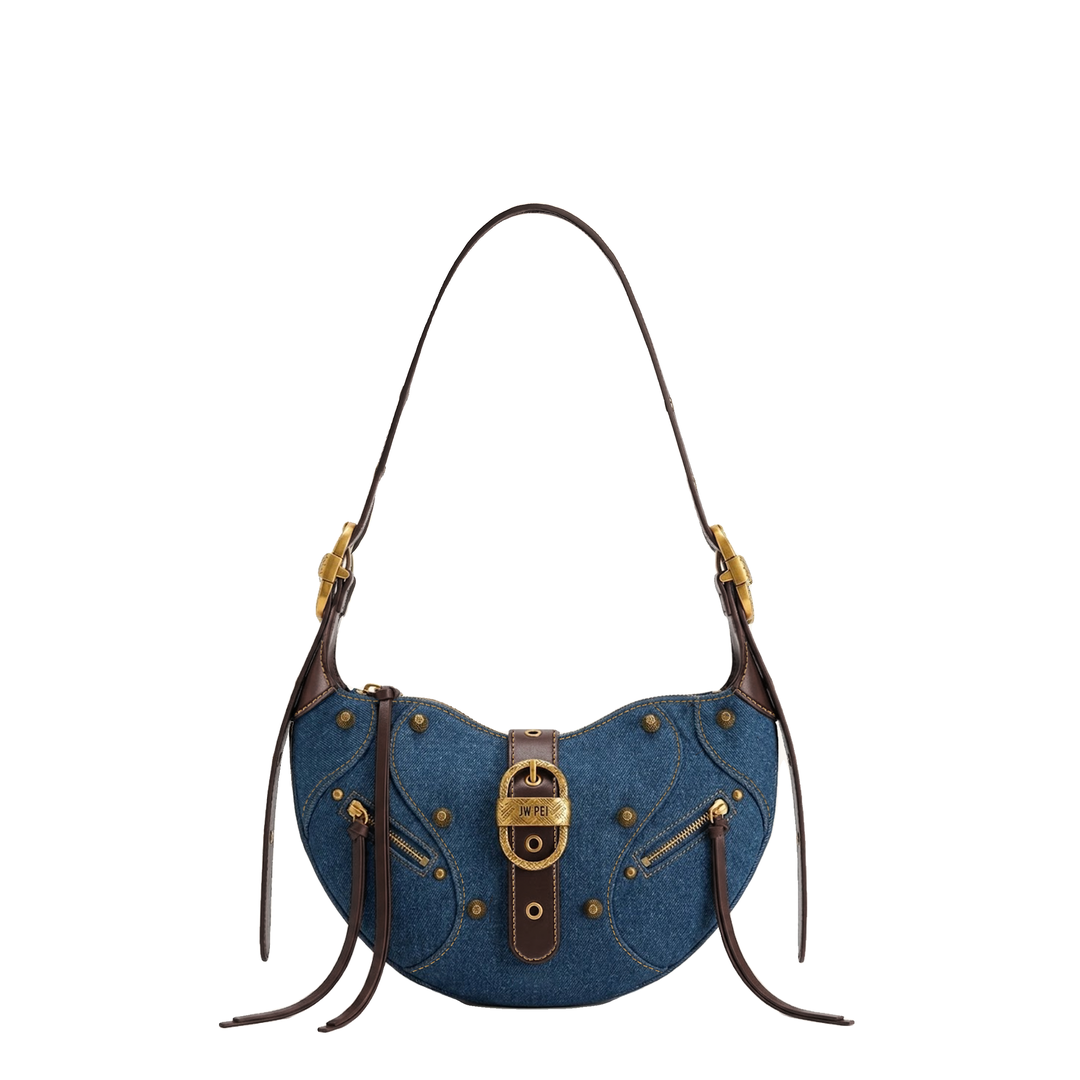 JW PEI Tessa Studded Shoulder Bag - Blue Denim