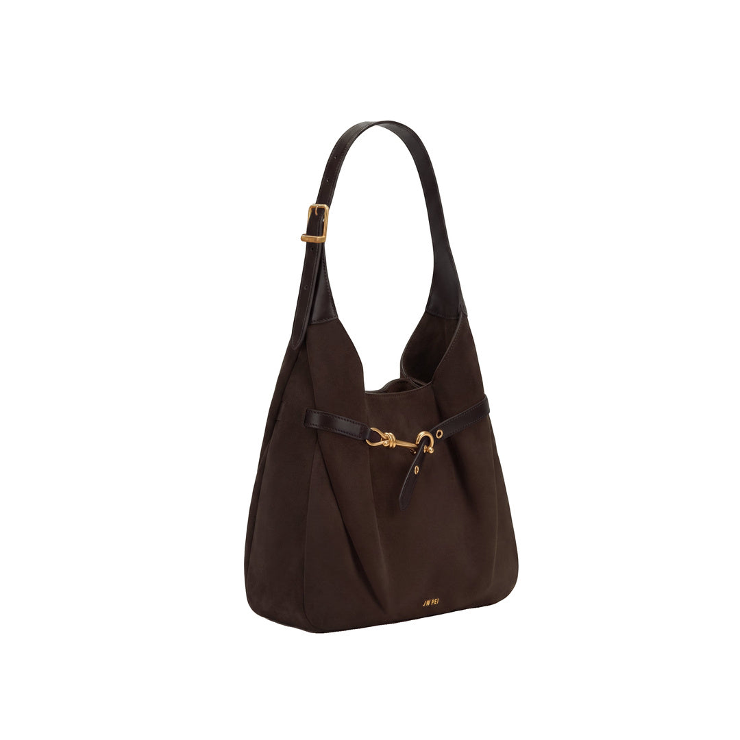 JW PEI Alina Faux Suede Hobo Bag - Chocolate Brown