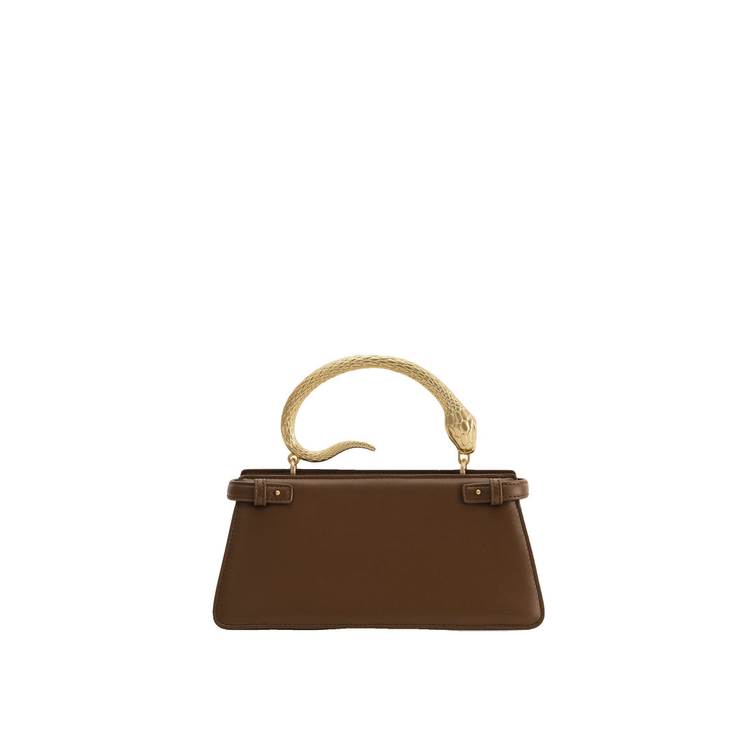 JW PEI Elena Snake Handle Top Handle Bag - Dark Brown
