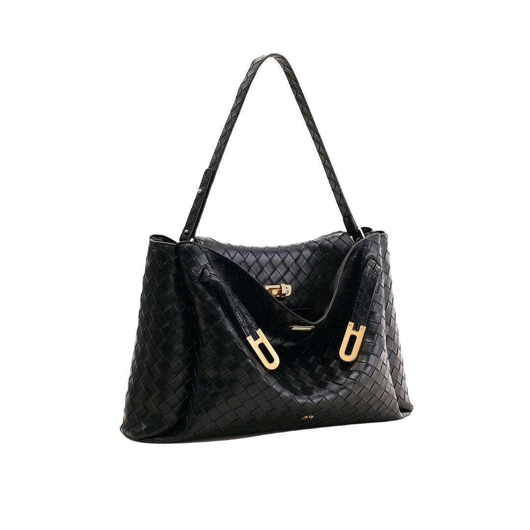 JW PEI Rhea Large Woven Textured Shoulder Bag - Black