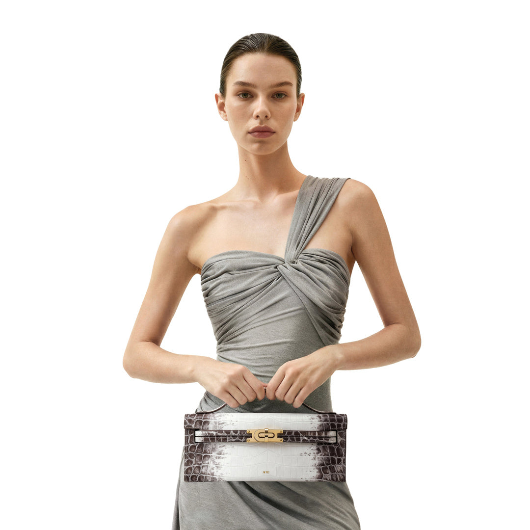 JW PEI Bria Structured Top Handle Bag - White Croc
