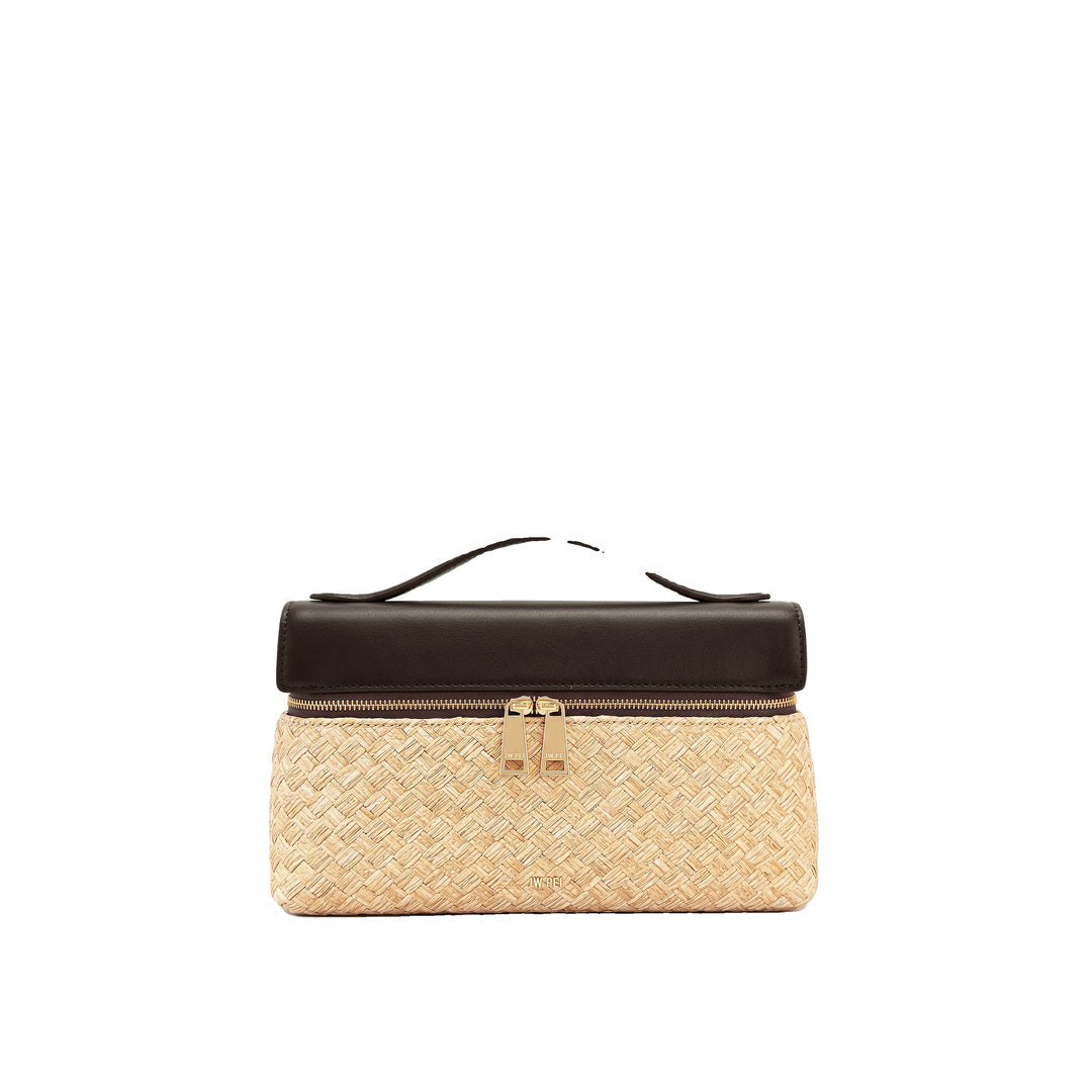JW PEI Thea Faux Straw Top Handle Bag - Brown