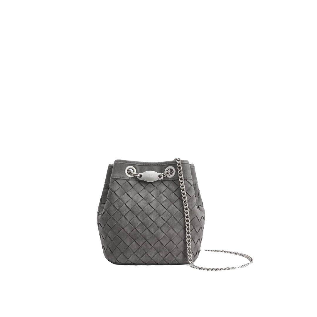 JW PEI Yara Faux Suede Hand-Woven Bucket Bag - Dark Grey