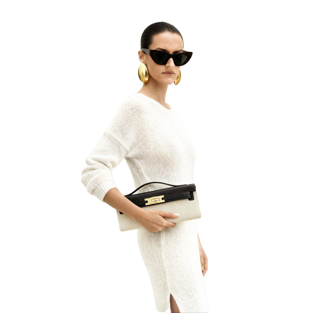 JW PEI Bria Structured Top Handle Bag - Black Canvas