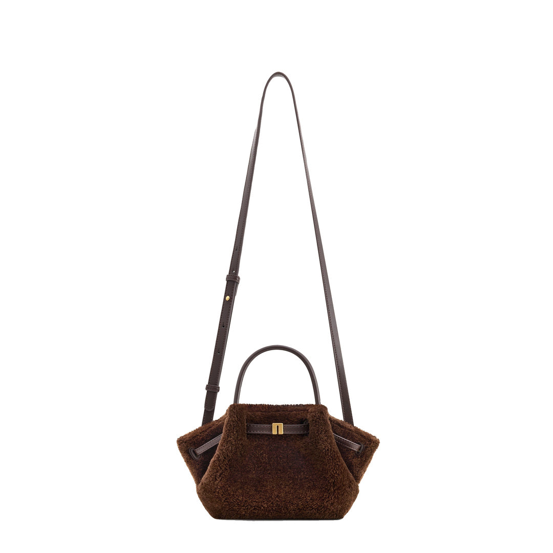 JW PEI Hana Mini Faux Fur Tote Bag - Dark Brown