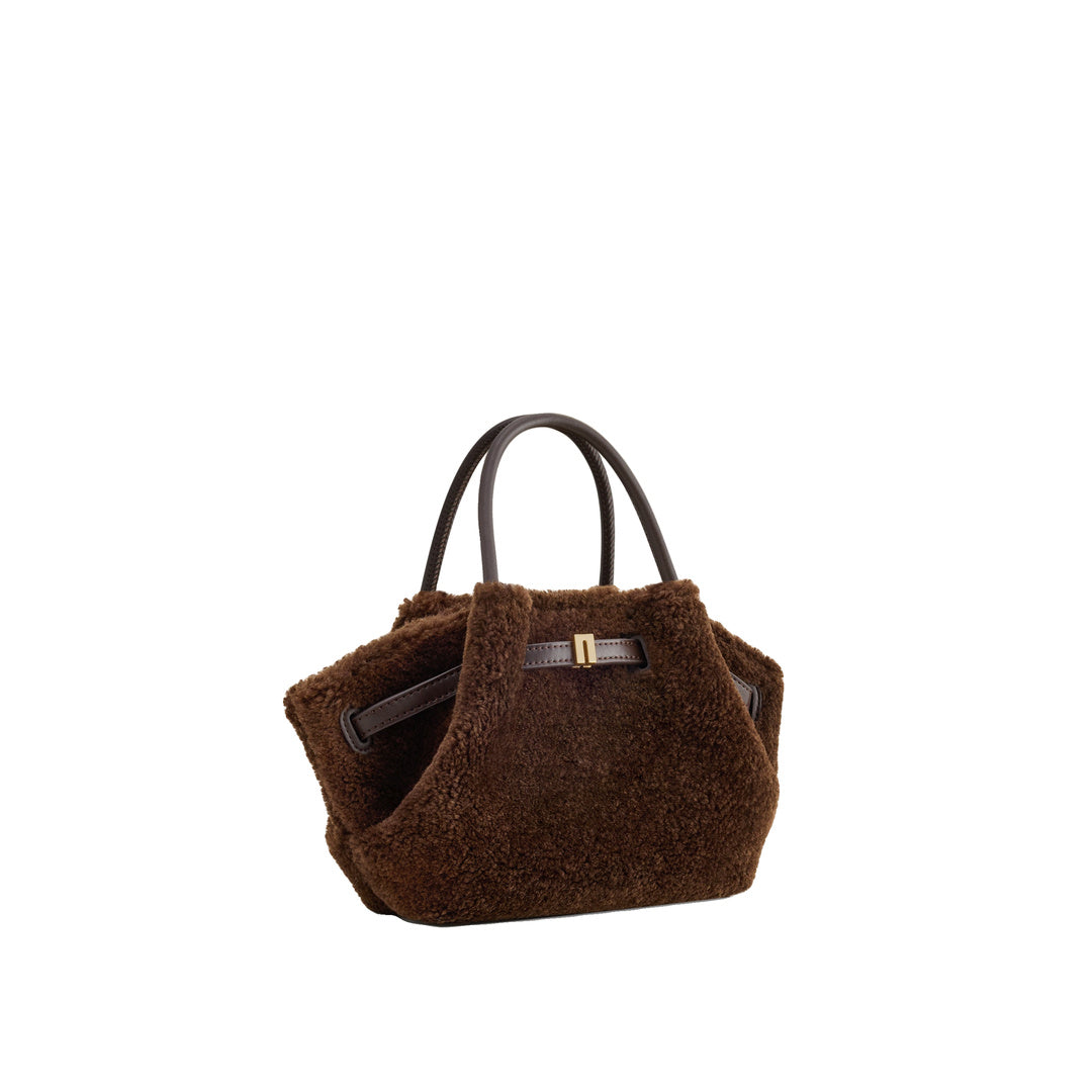 JW PEI Hana Mini Faux Fur Tote Bag - Dark Brown