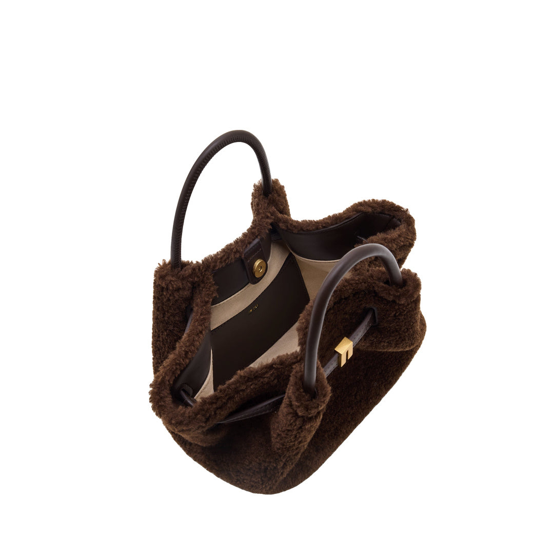 JW PEI Hana Mini Faux Fur Tote Bag - Dark Brown