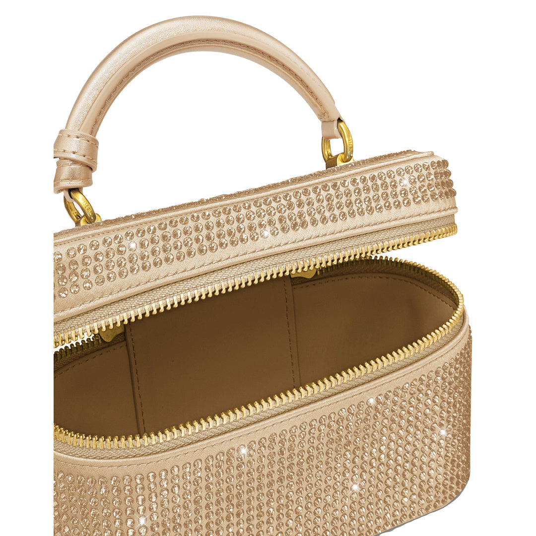 JW PEI Cleo Artificial Crystal Box Shape Top Handle Bag - Champagne