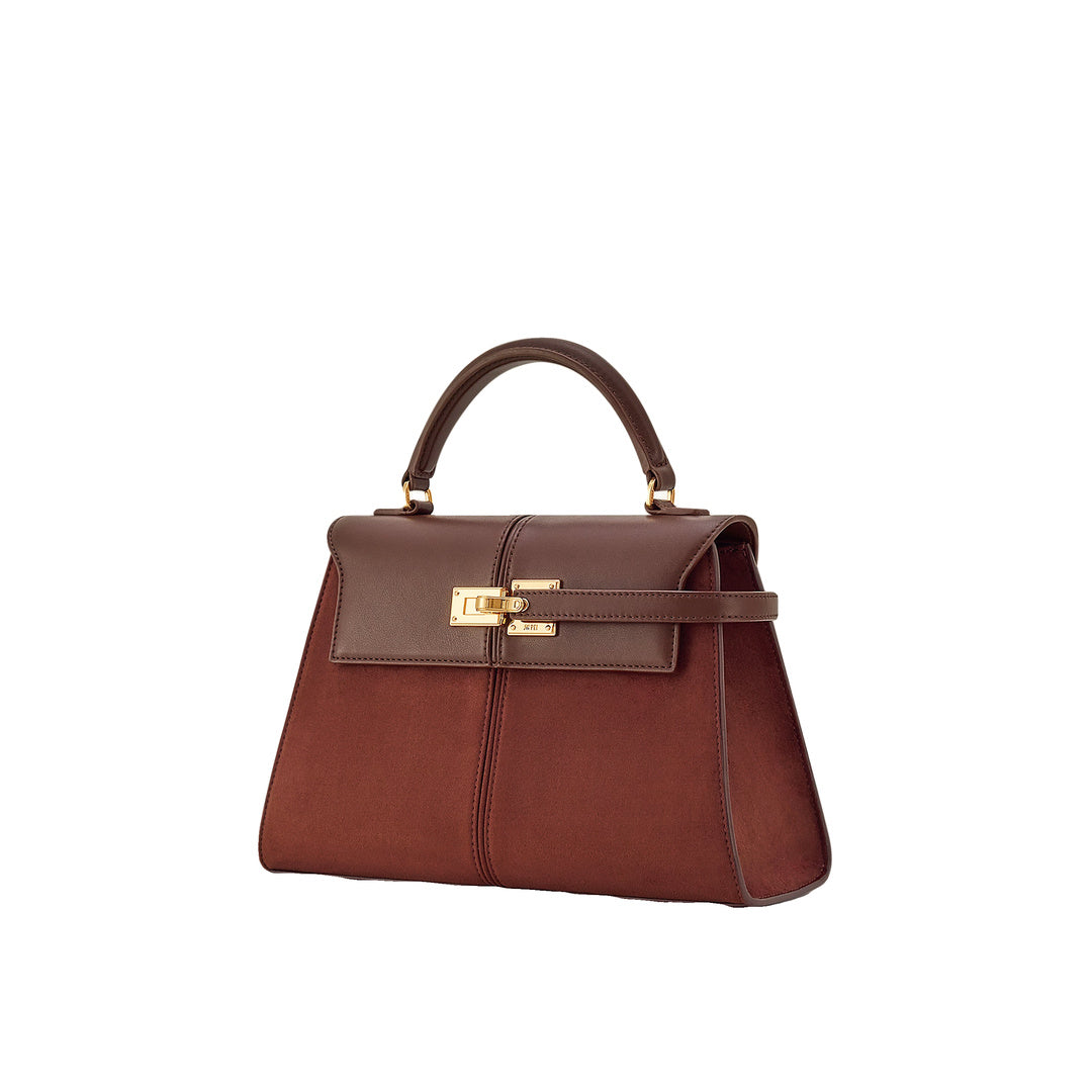 JW PEI Elise Large Faux Suede Top Handle Bag - Mocha Brown