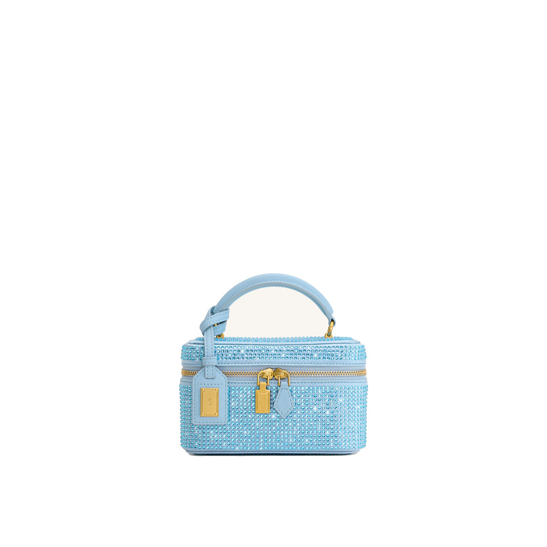 JW PEI Cleo Artificial Crystal Box Shape Top Handle Bag - Blue