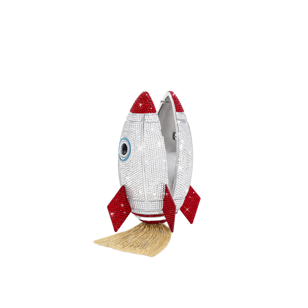 JW PEI Rocket Shape Faux Crystal Clutch - Silver