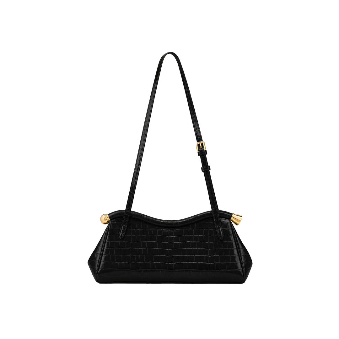 JW PEI Naomi Curved Shoulder Bag - Black Croc