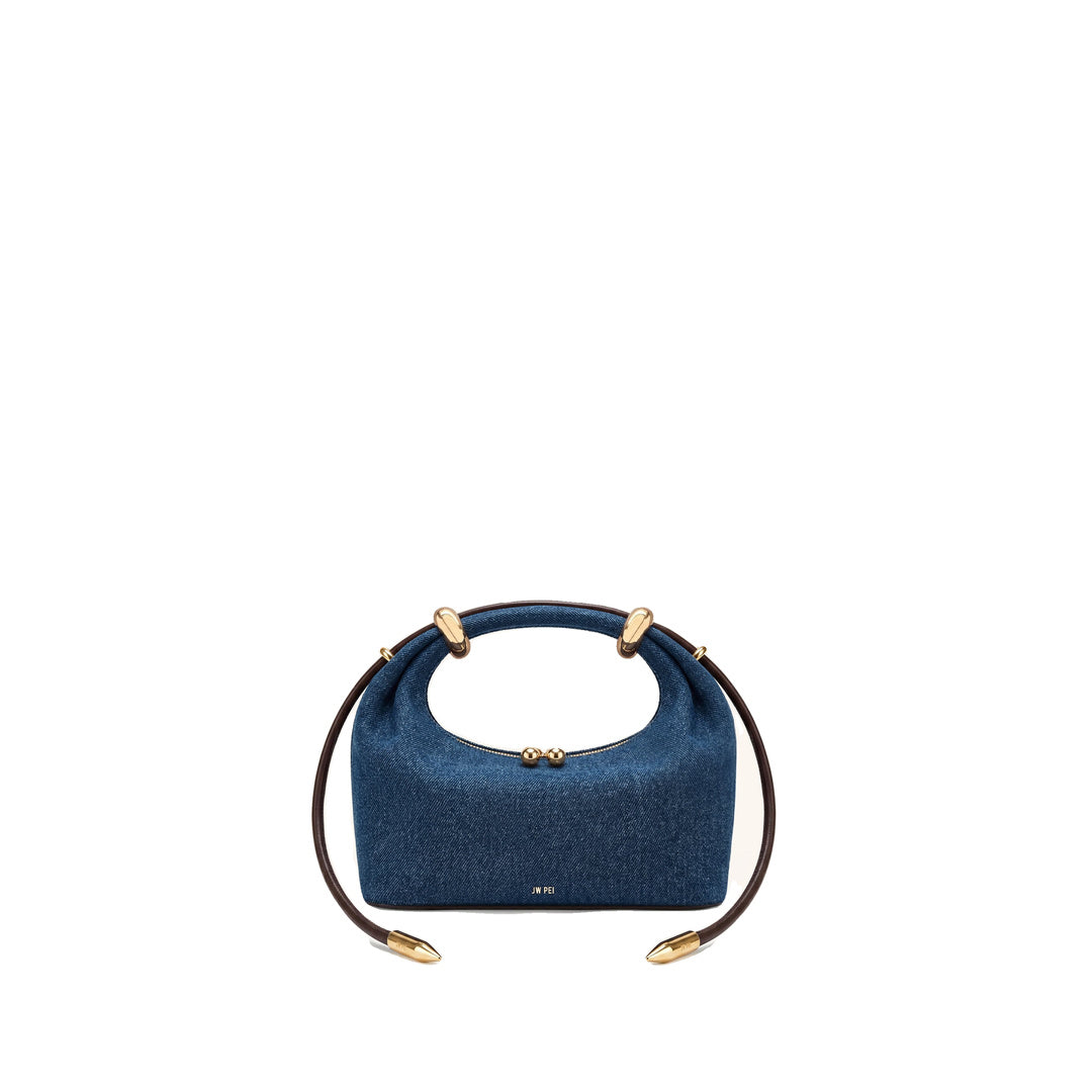 JW PEI Ellie Metal Ring Embellished Top Handle Bag - Blue Denim
