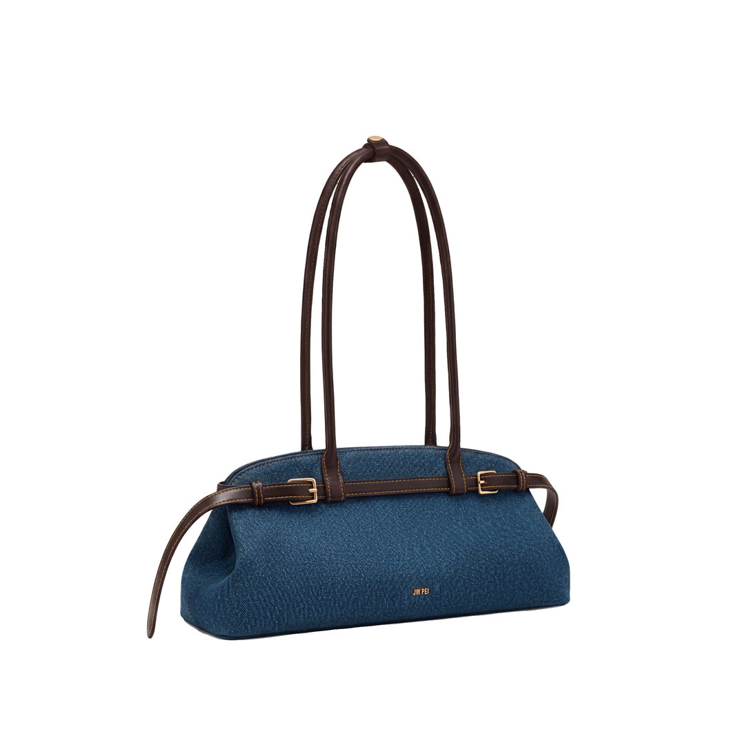 JW PEI Arden Belt Detail East-West Shoulder Bag - Blue Denim