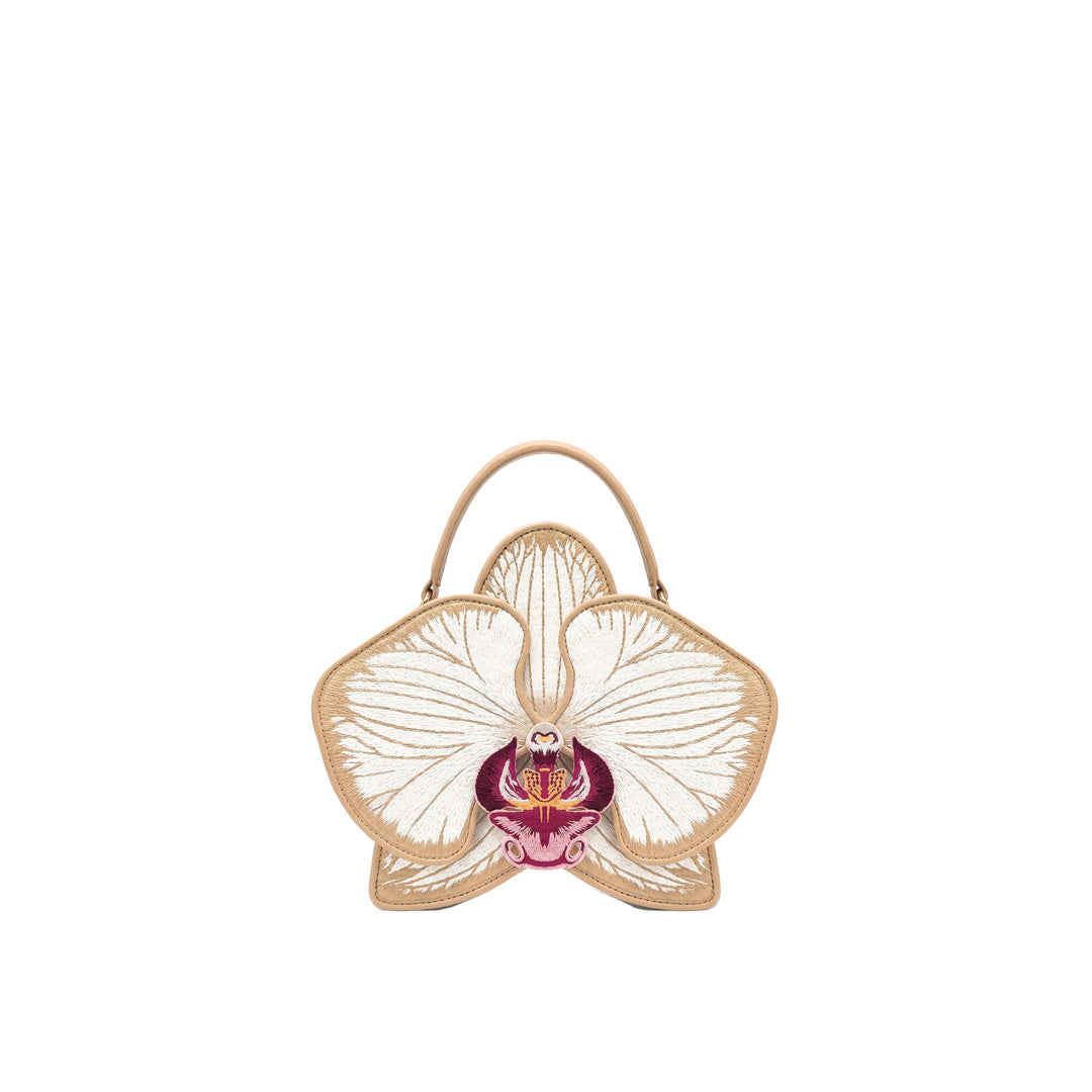 JW PEI Flora Orchid Shaped Top Handle Bag - Champagne