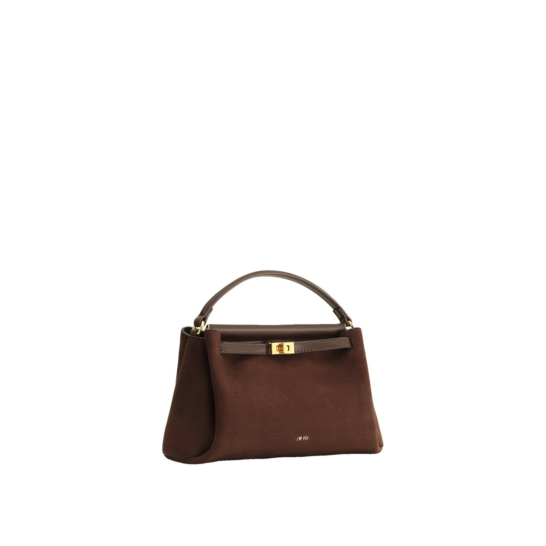 JW PEI Carmen Faux Suede Top Handle Bag - Dark Brown
