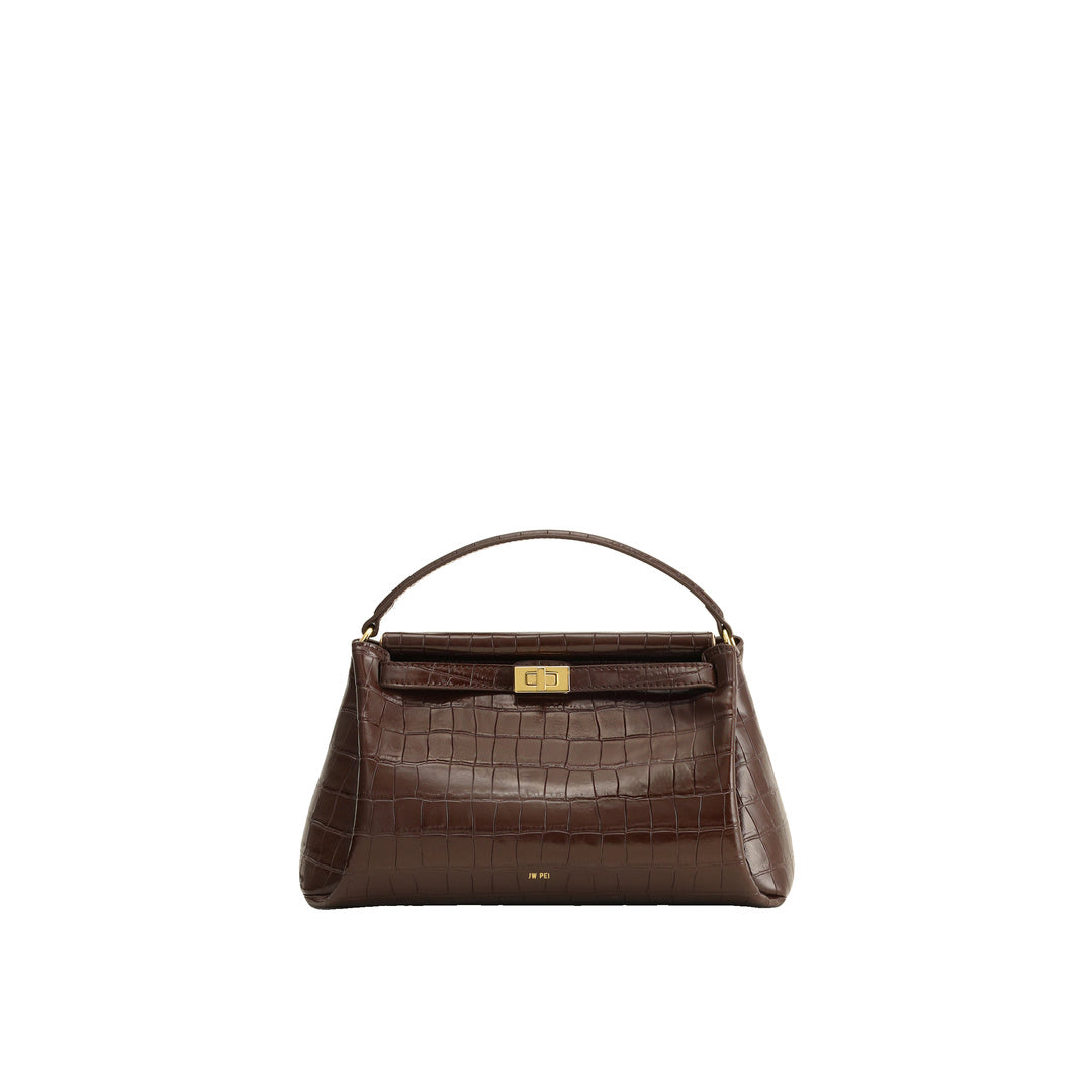 JW PEI Carmen Top Handle Bag - Dark Brown Croc