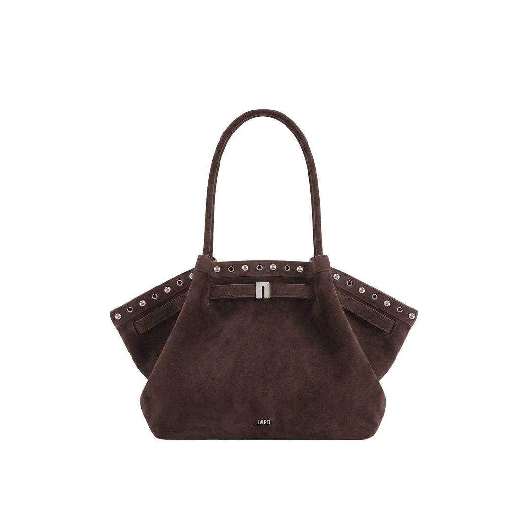 JW PEI Hana Medium Faux Suede Tote Bag - Dark Chocolate Brown