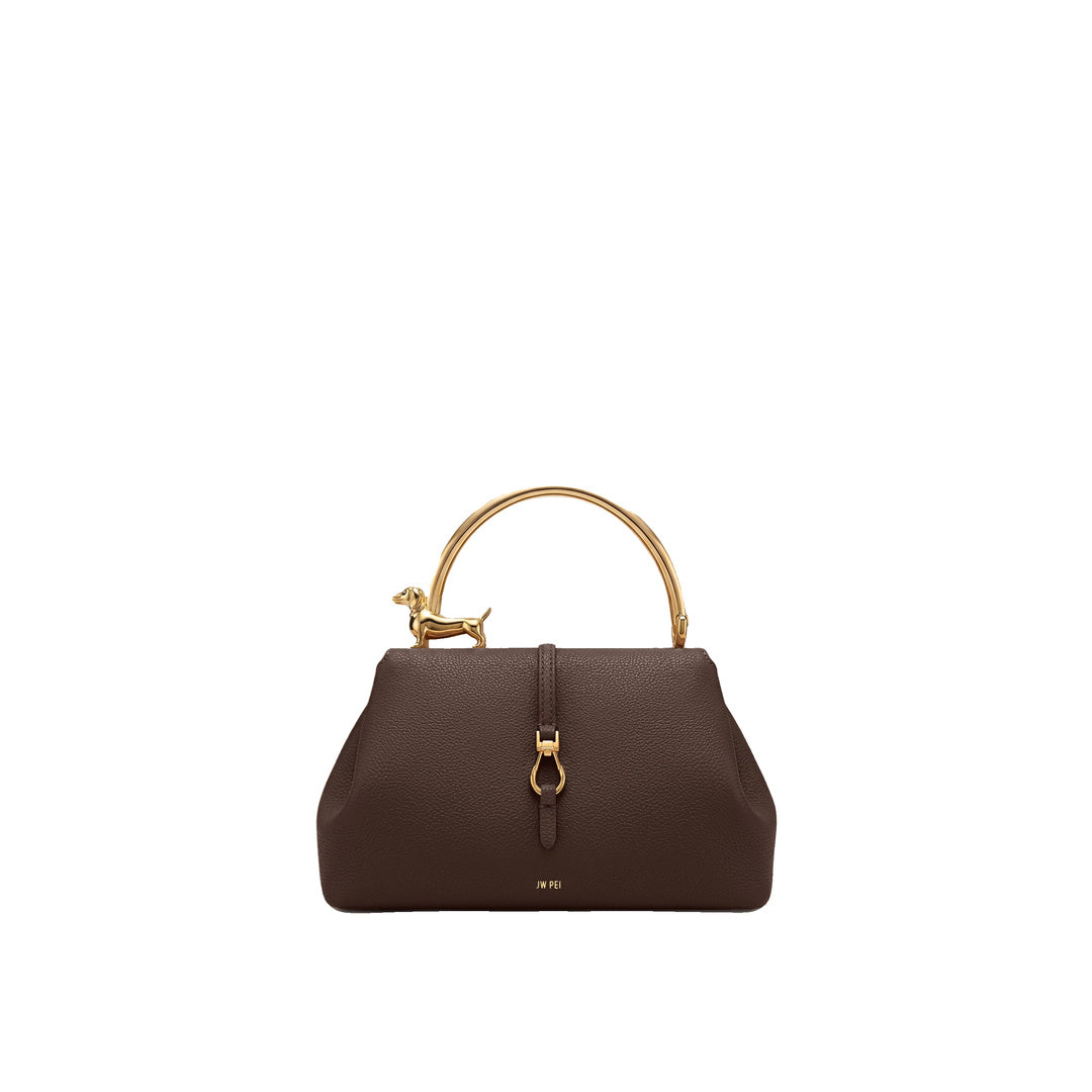JW PEI Bruna Dachshund Metal Handle Top Handle Bag - Dark Brown