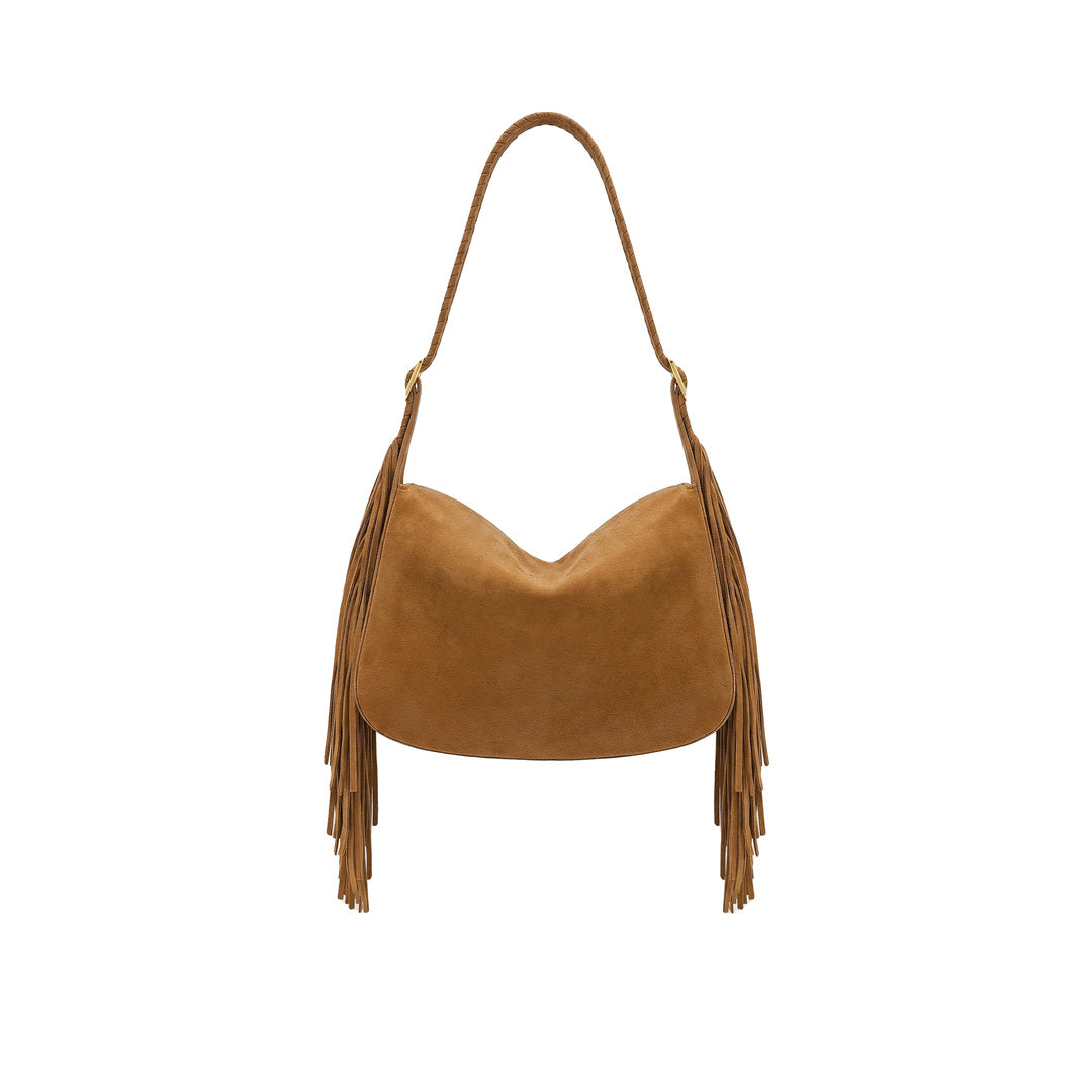 JW PEI Avery Fringe Faux Suede Shoulder Bag - Brown