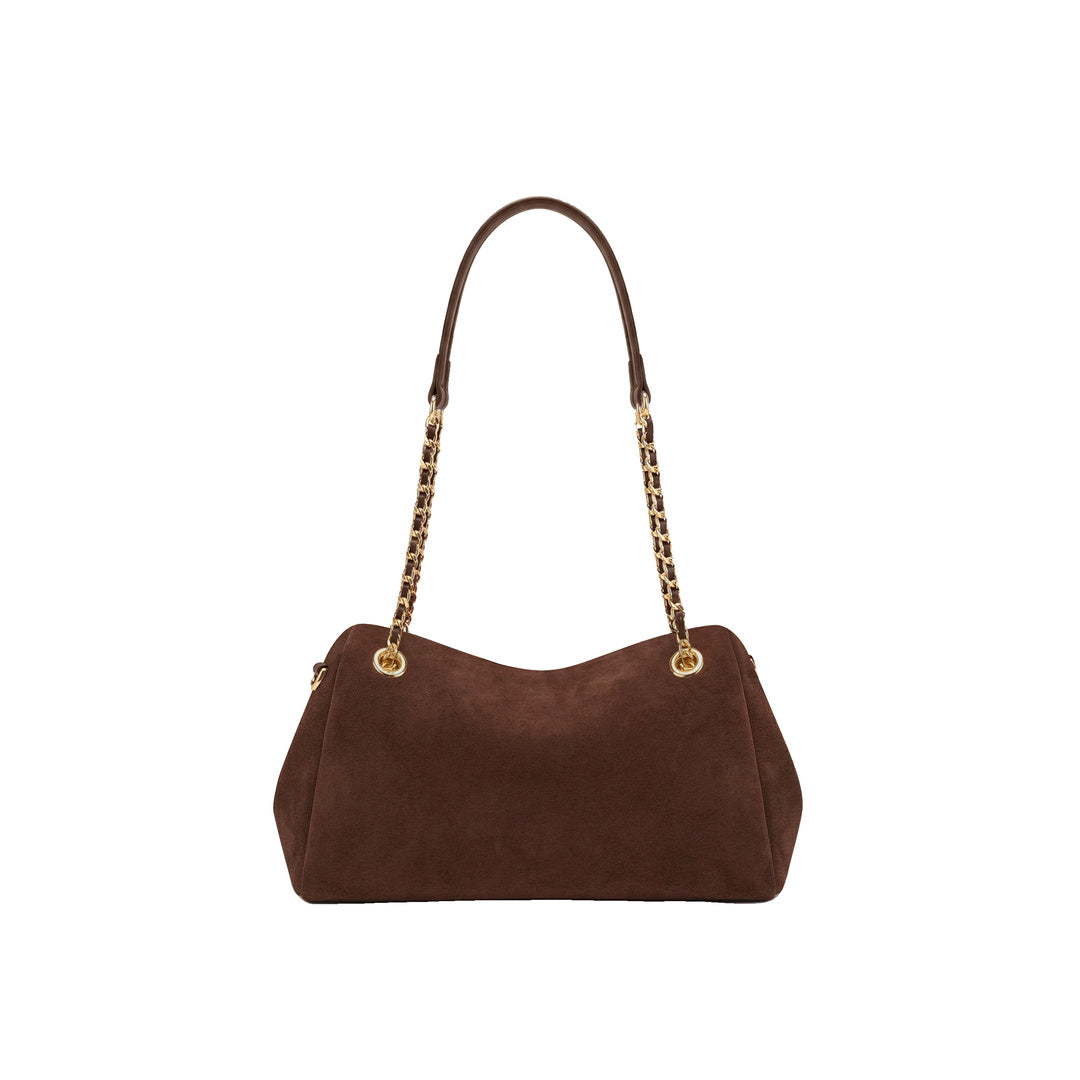 JW PEI Mireya Faux Suede Chain Shoulder Bag - Dark Brown