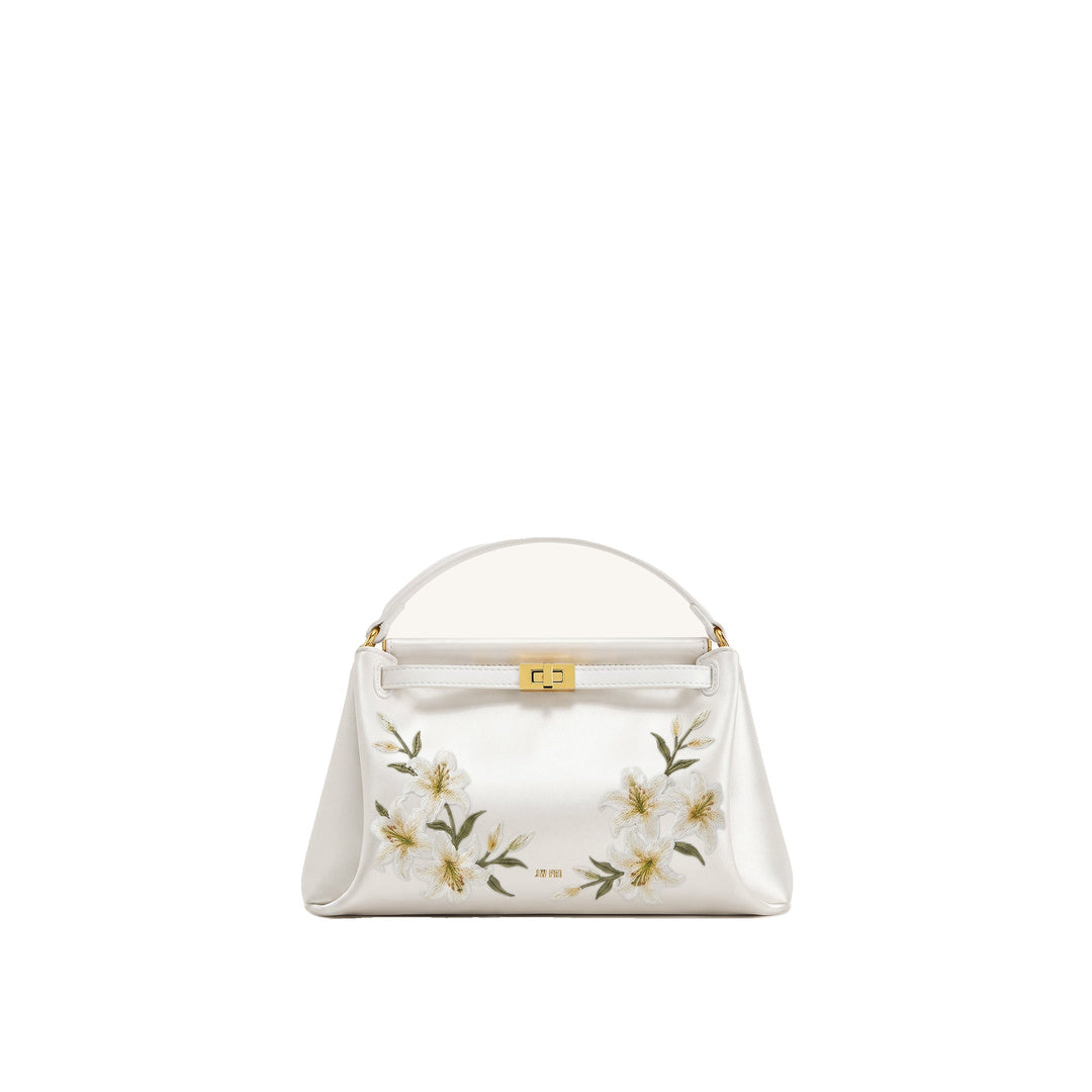 JW PEI Carmen Lily Embroidery Top Handle Bag - Ivory White