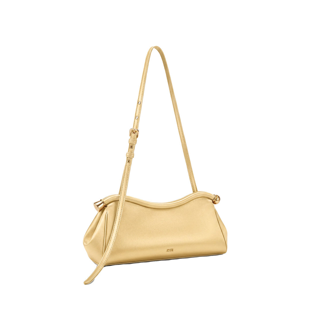 JW PEI Naomi Satin Curved Shoulder Bag - Champagne Gold