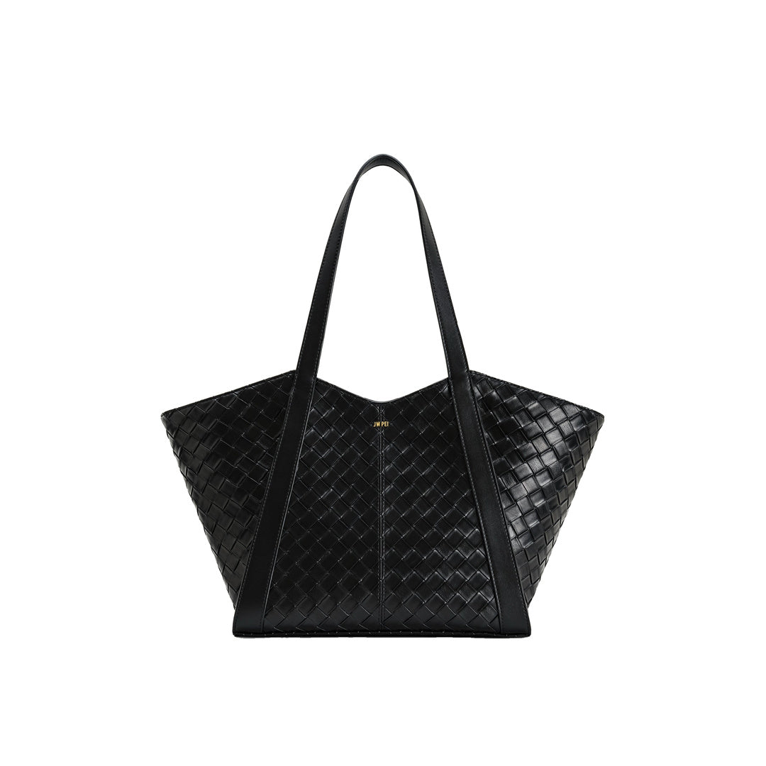 JW PEI Kiana Large Capacity Weave Texture Tote Bag - Black