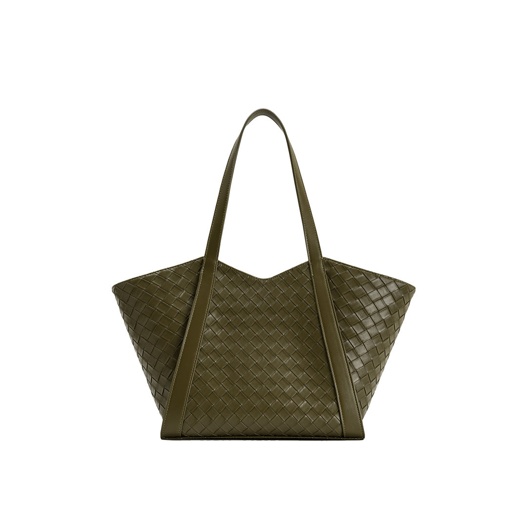 JW PEI Kiana Large Capacity Weave Texture Tote Bag - Dark Olive