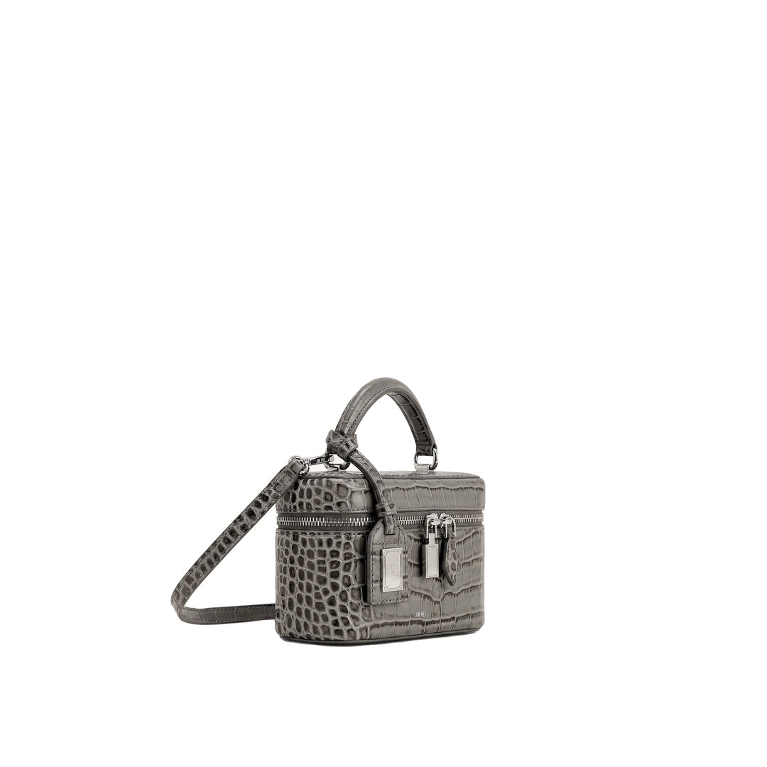 JW PEI Cleo Box Shape Top Handle Bag - Grey Croc