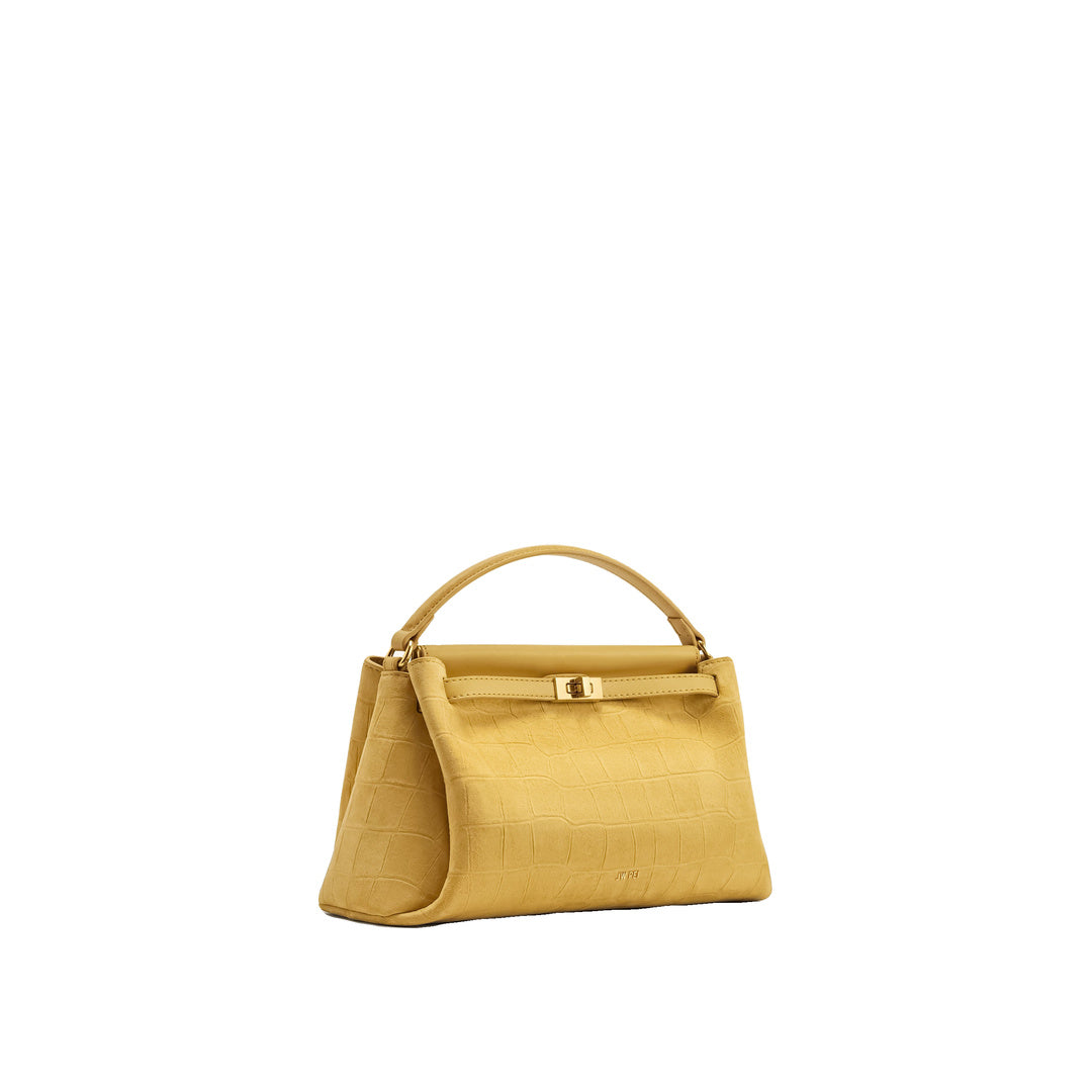 JW PEI Carmen Faux Suede Croc-Embossed Top Handle Bag - Yellow