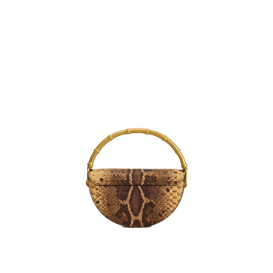 JW PEI Sylvie Snake Print Half-Moon Top Handle Bag - Yellowish Brown