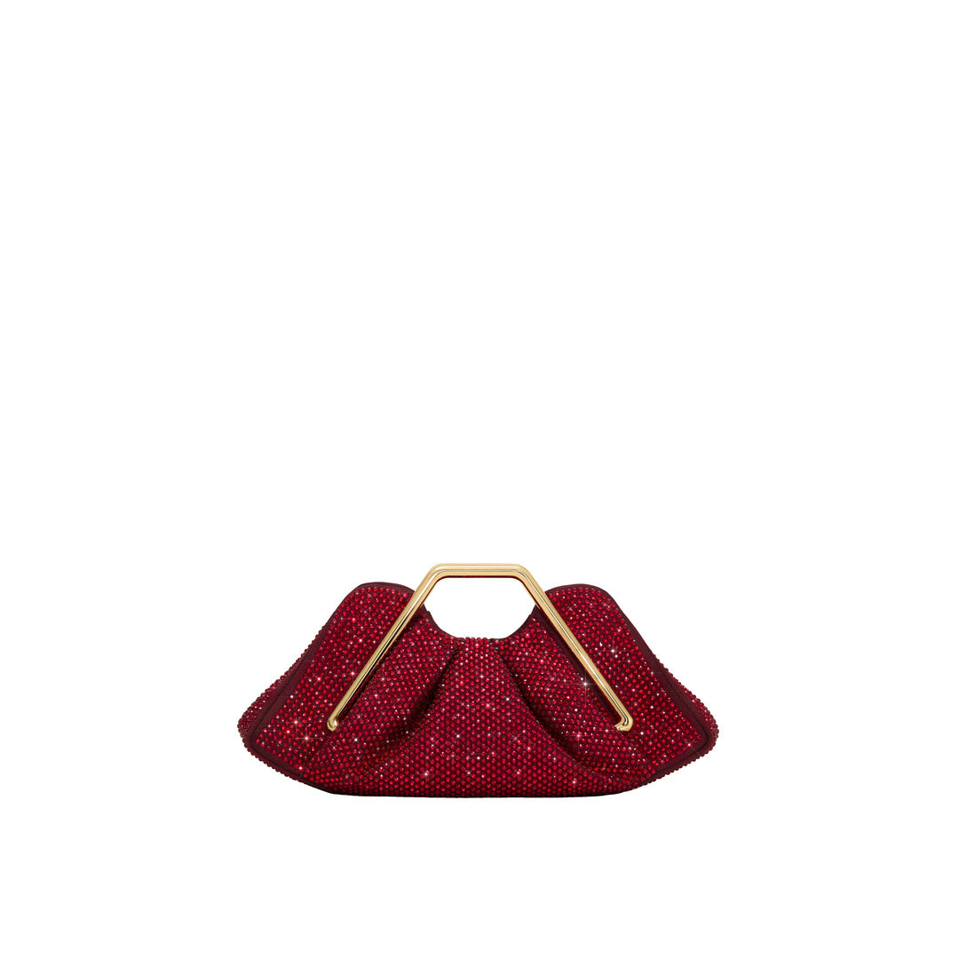 JW PEI Lila Artificial Crystal Metal Frame Clutch - Red