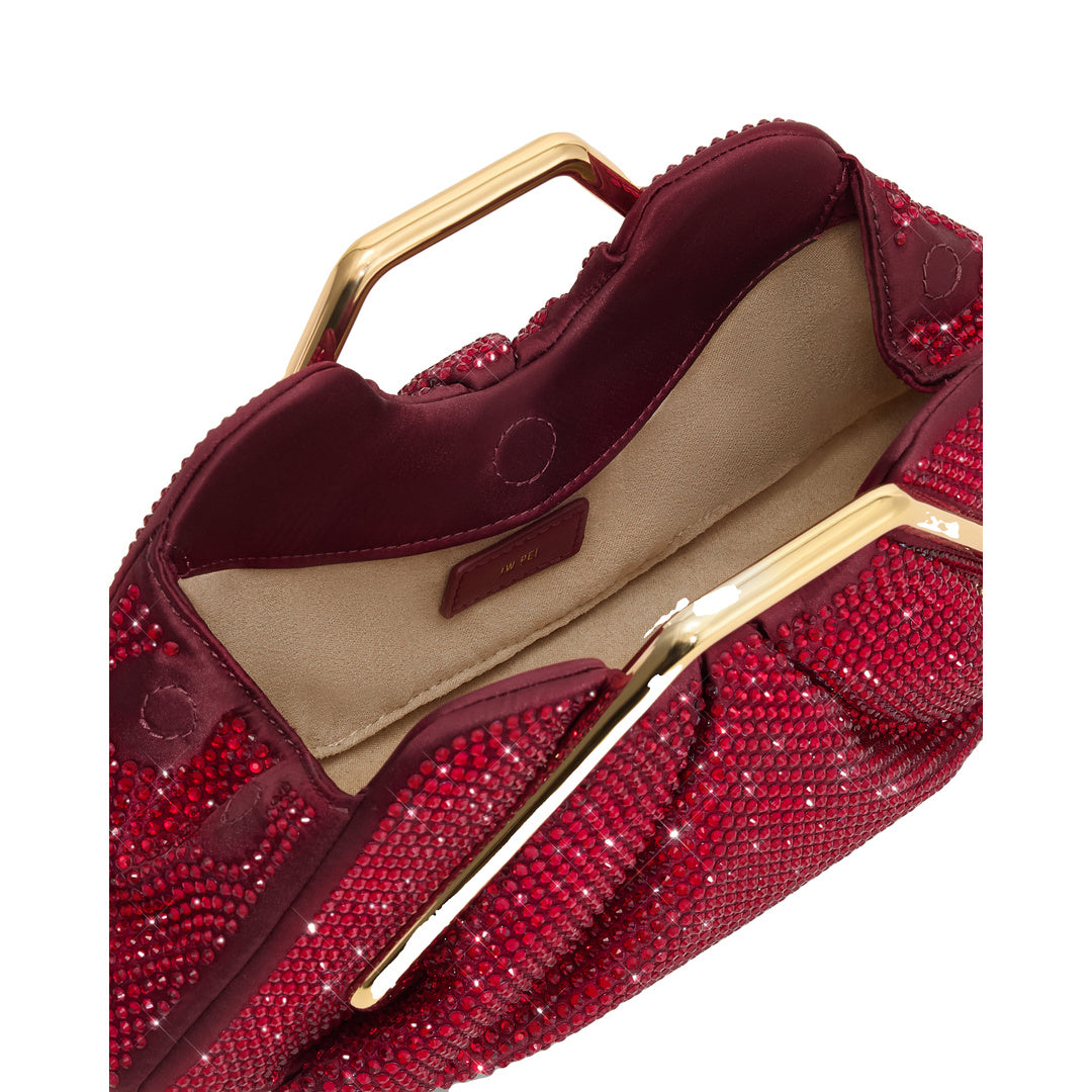JW PEI Lila Artificial Crystal Metal Frame Clutch - Red