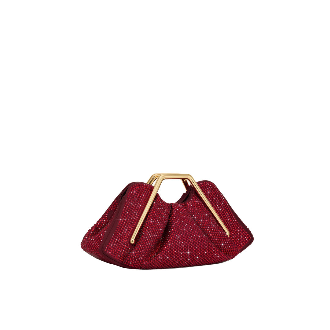 JW PEI Lila Artificial Crystal Metal Frame Clutch - Red