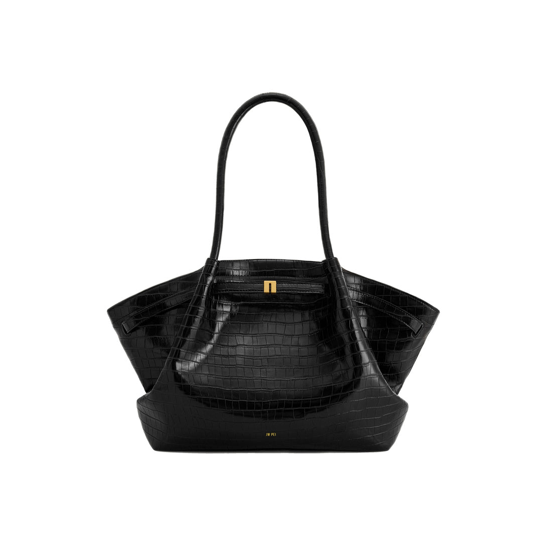 JW PEI Hana Large Tote Bag - Black Croc