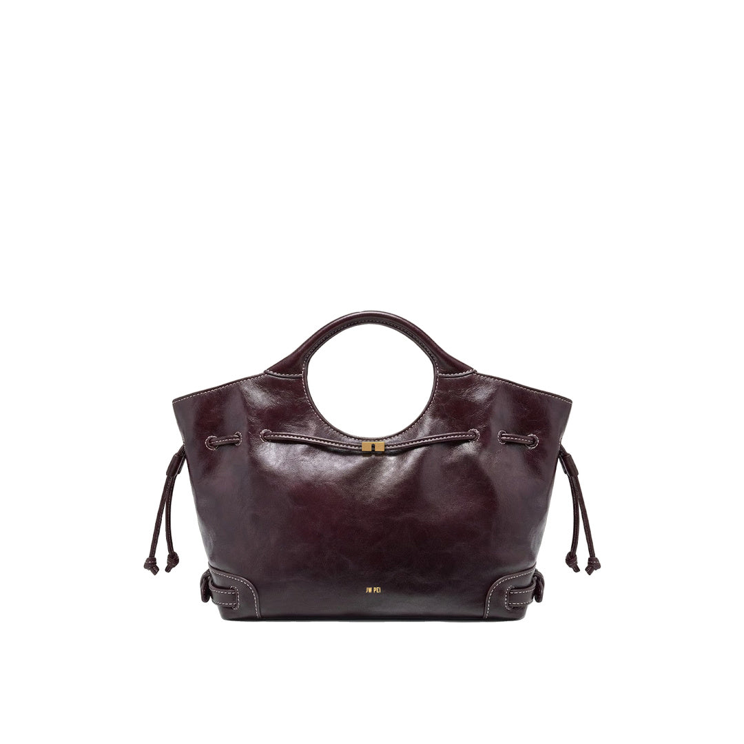 JW PEI Virelle Waxed Vegan Leather Drawstring Tote Bag - Burgundy
