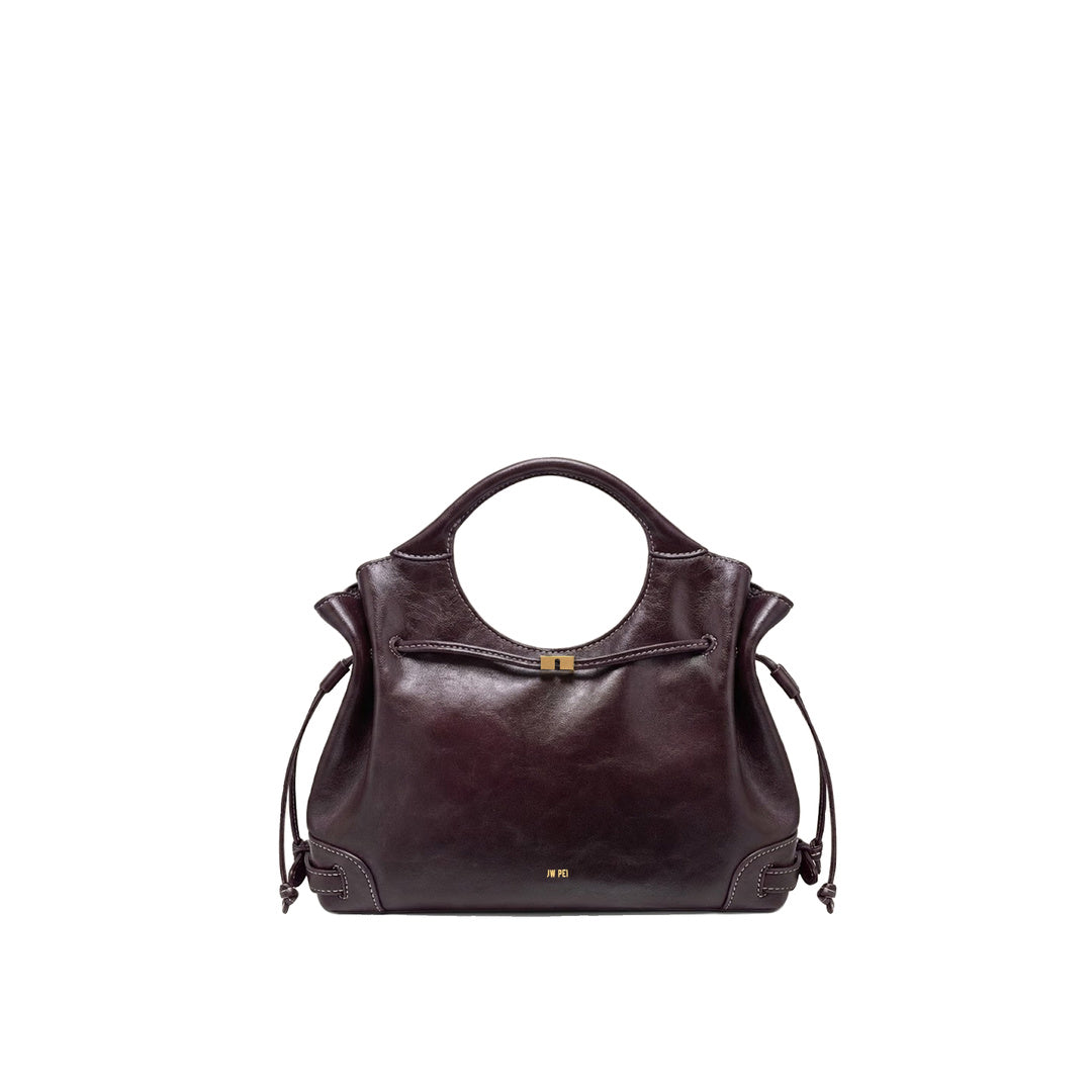 JW PEI Virelle Waxed Vegan Leather Drawstring Tote Bag - Burgundy