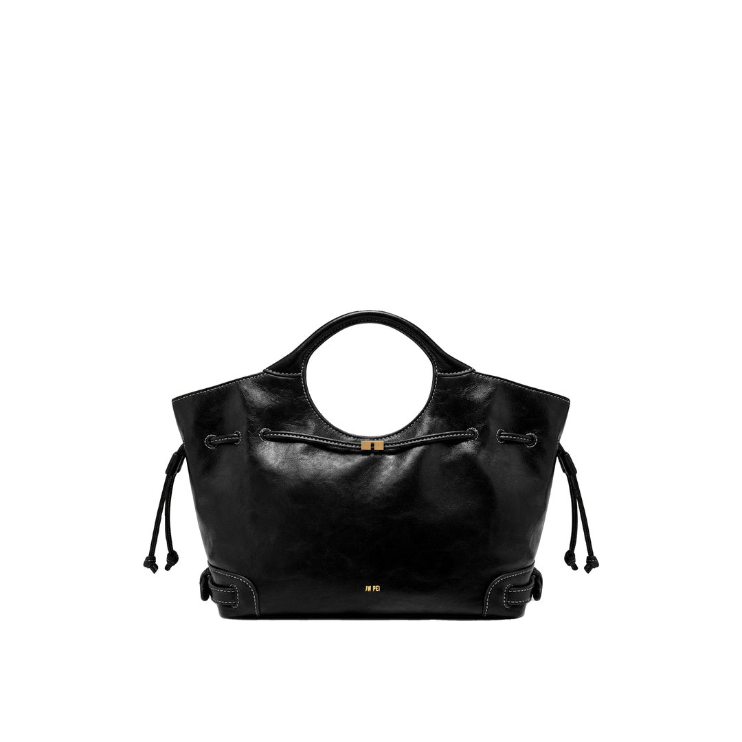 JW PEI Virelle Waxed Vegan Leather Drawstring Tote Bag - Black