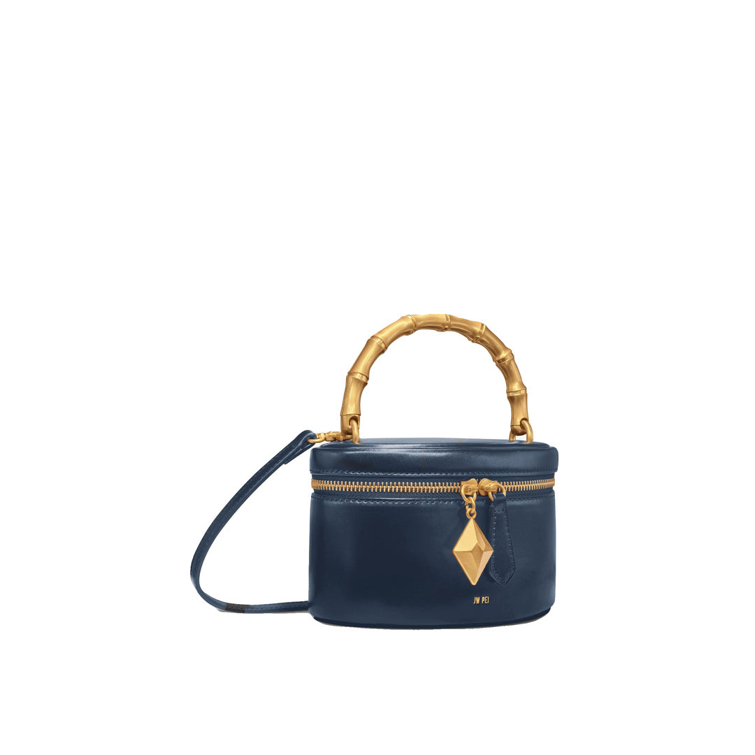 JW PEI Natalie Metal Geometric Pendant Handle Bag - Navy