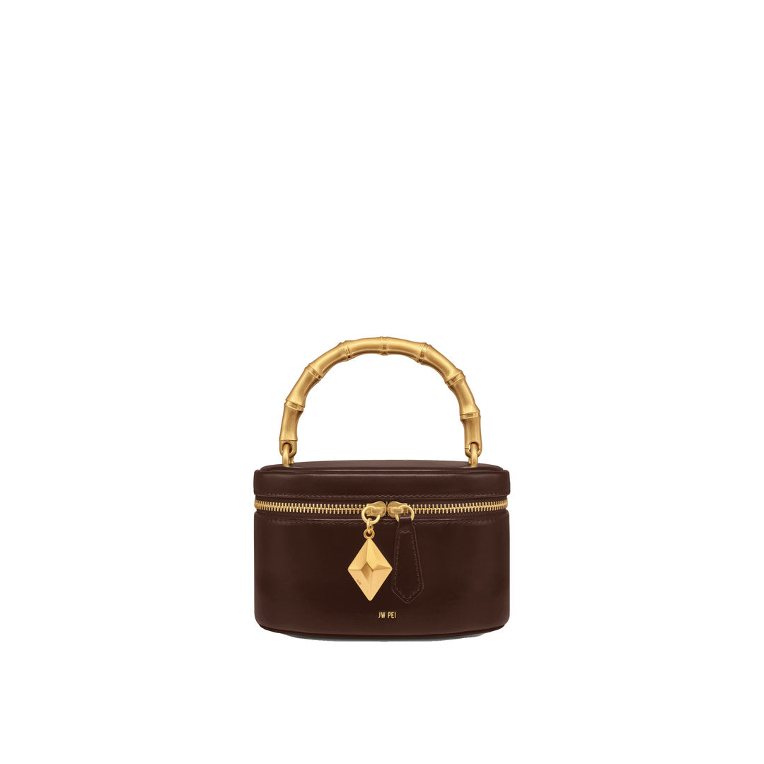 JW PEI Natalie Metal Geometric Pendant Handle Bag - Dark Brown